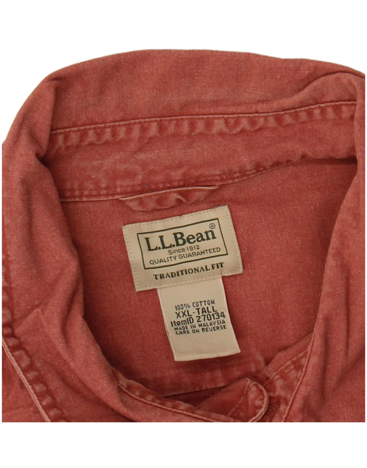 Мужская высокая рубашка традиционного кроя L.L.BEAN 2XL, красный хлопок