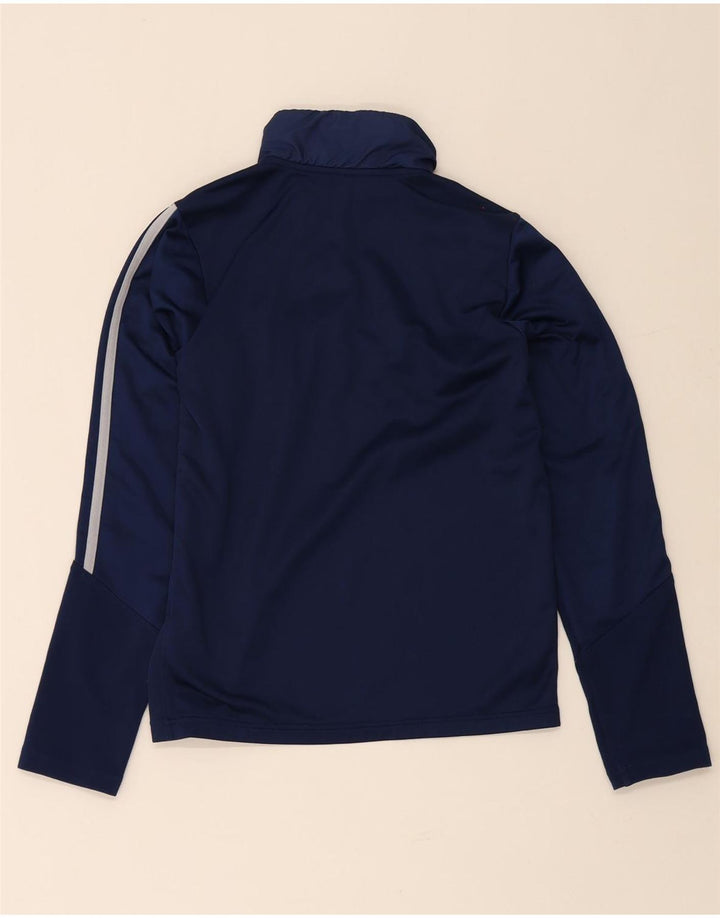 Пуловер с воротником на молнии Adidas для мальчиков Aeroready, спортивный костюм, топ 13–14 лет, темно-синий