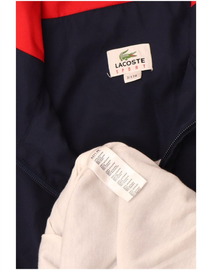Мужской спортивный костюм Lacoste, верхняя куртка, размер 3, маленький, темно-синий, с цветными блоками
