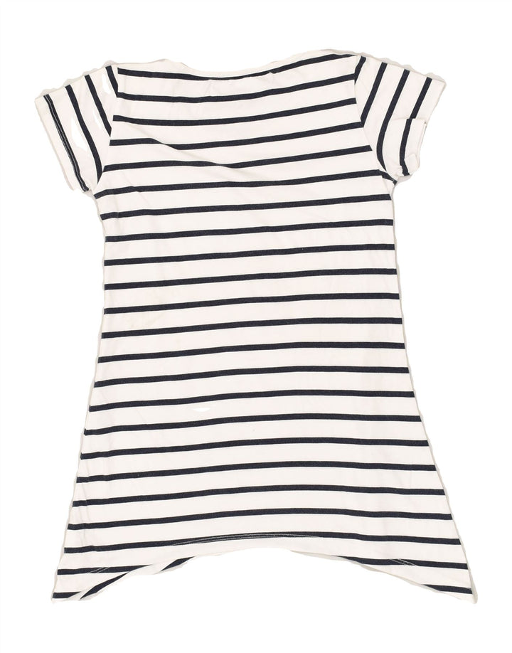 DESIGUAL Girls Graphic Tunic Top 6-7 Years White Striped Nautical | Vintage Desigual | Thrift | Second-Hand Desigual | Used Clothing | Messina Hembry 