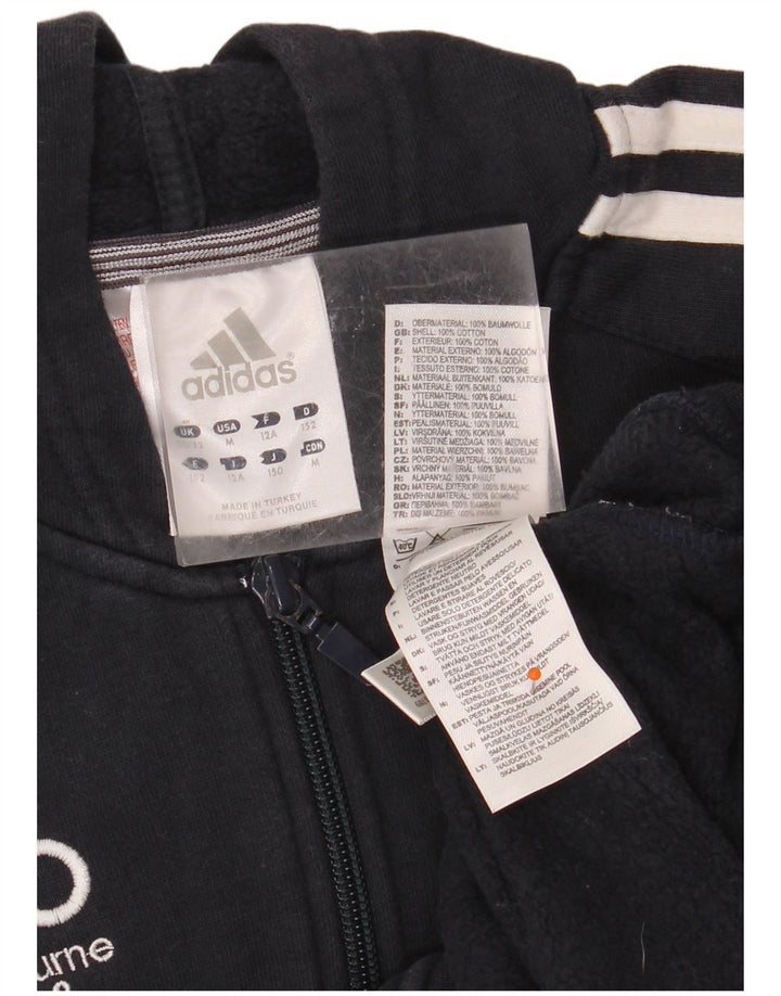 ADIDAS Свитер с капюшоном на молнии для мальчиков 11–12 лет, темно-синий, хлопок