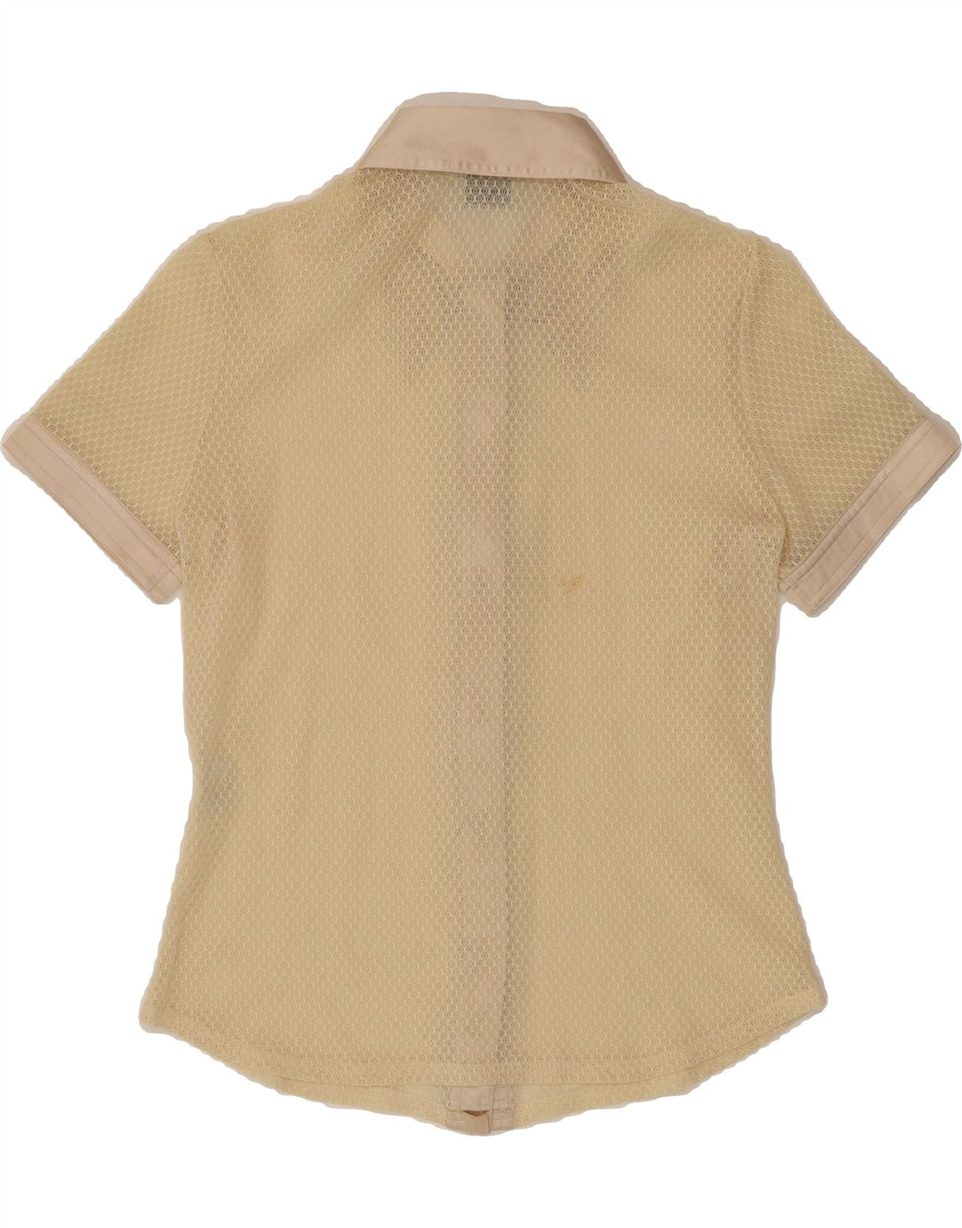 SWISH Womens Short Sleeve See Through Shirt Blouse UK 12 Medium Beige Vintage Swish and Second-Hand Swish from Messina Hembry 