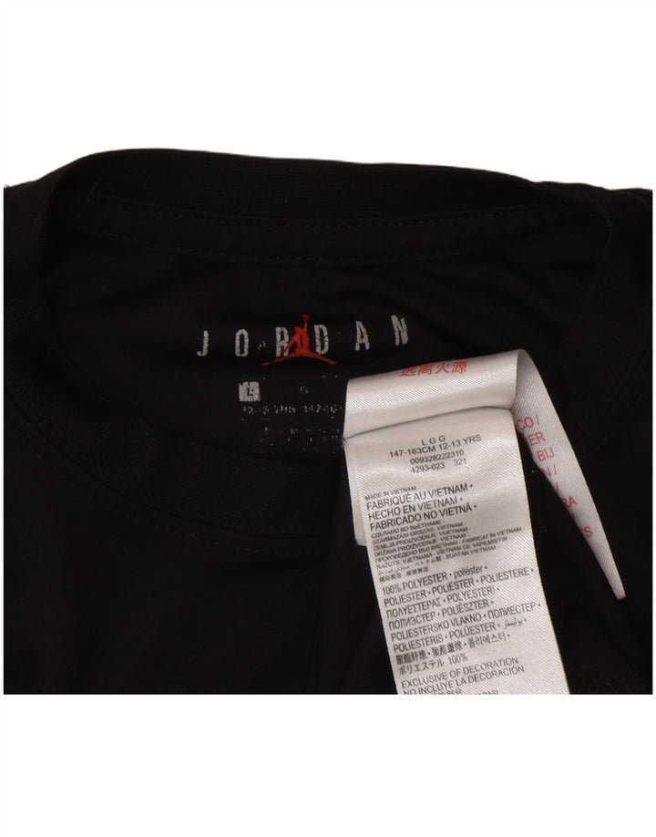 Футболка с рисунком Jordan Dri Fit для мальчиков, топ 12–13 лет, большой черный полиэстер
