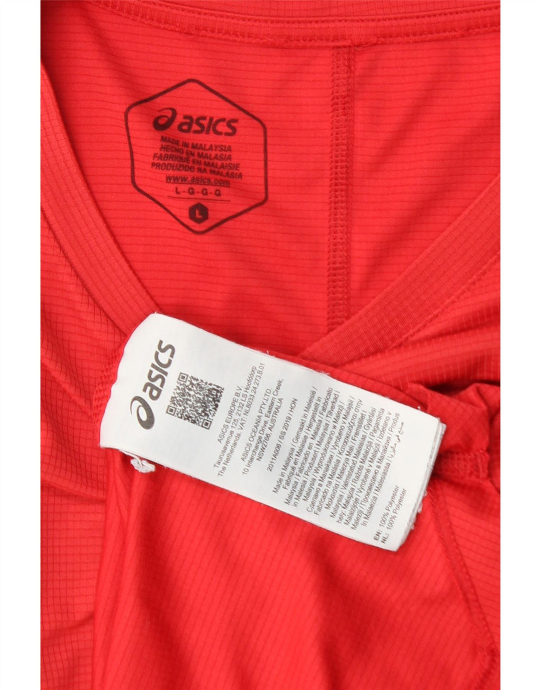Мужская футболка Asics, большой красный полиэстер
