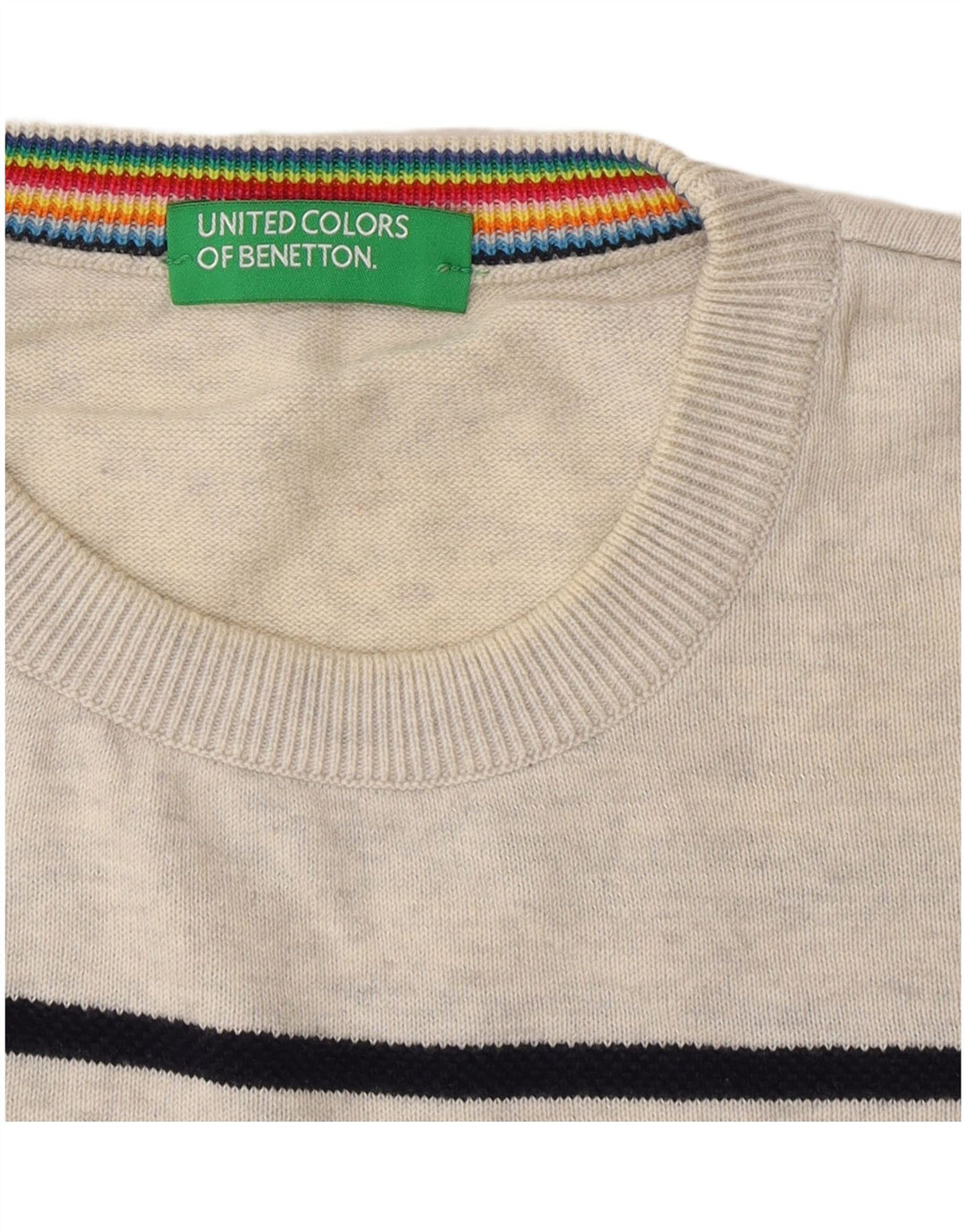 Мужской джемпер с круглым вырезом Benetton, средний серый в полоску