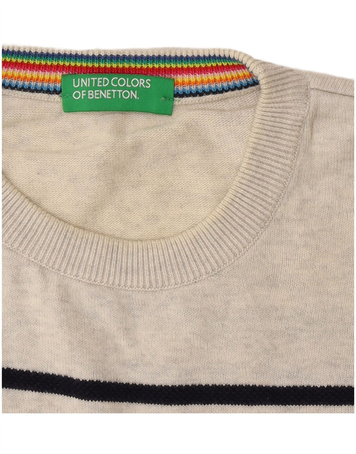 Мужской джемпер с круглым вырезом Benetton, средний серый в полоску