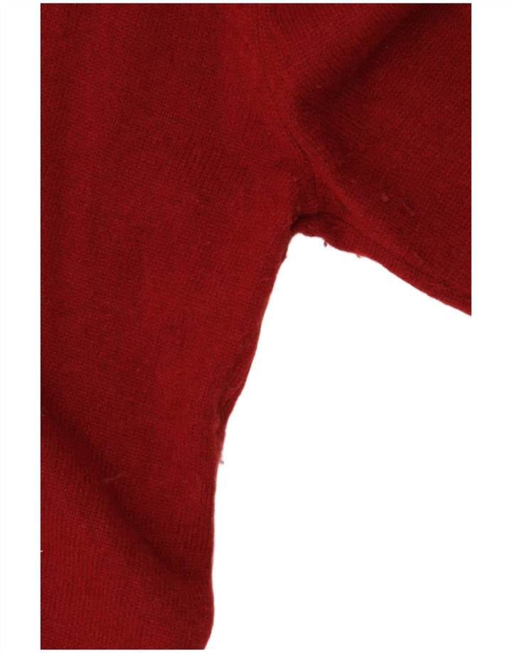 Женский джемпер с v-образным вырезом MASSIMO DUTTI UK 14, большой красный, шерсть