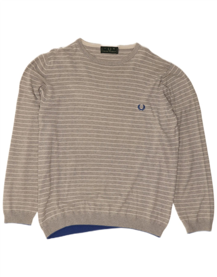 Мужской джемпер с круглым вырезом Fred Perry, XL, хлопок в серую полоску