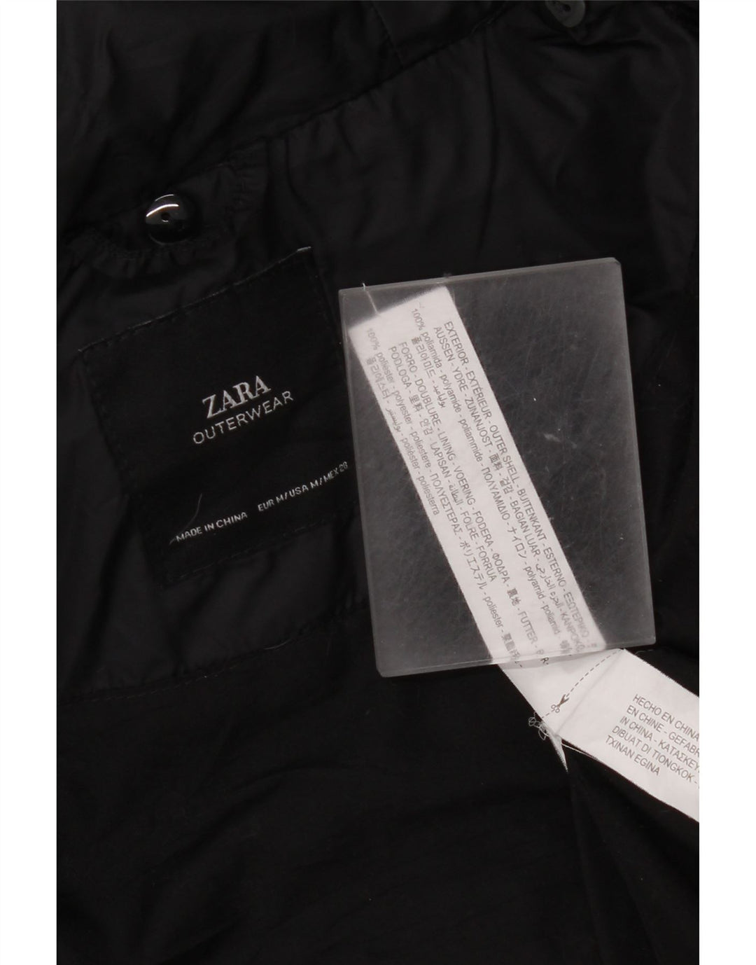 Женское стеганое пальто с капюшоном Zara UK 14, средний черный, полиамид