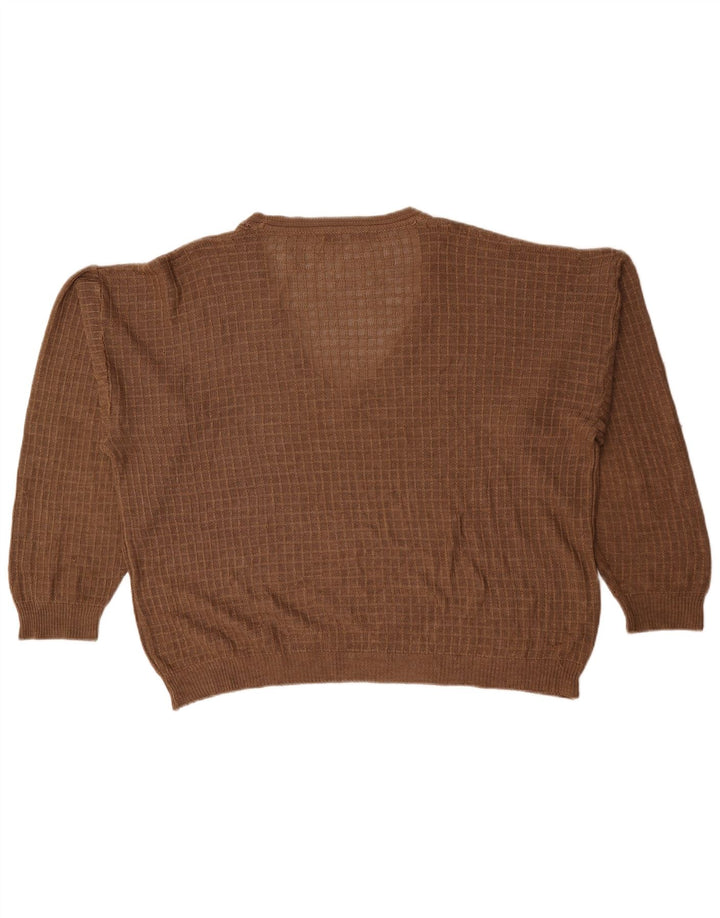 Мужской свободный джемпер с v-образным вырезом Pierre Cardin IT 56 2XL коричневый в клетку