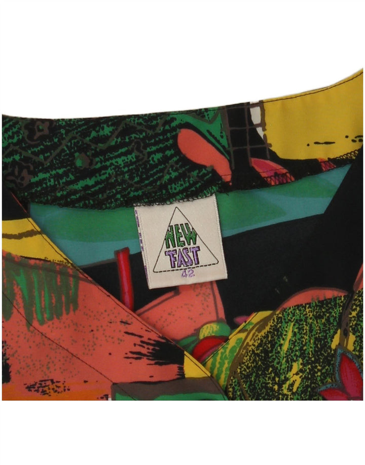 НОВАЯ женская блузка с абстрактным узором FAST EU 42, большой черный полиэстер