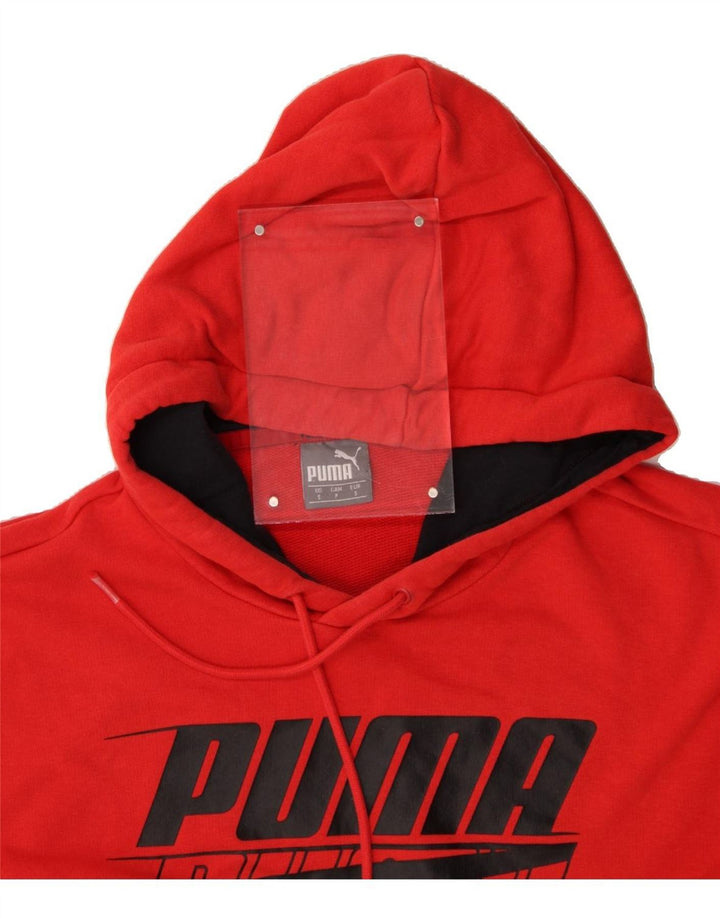 PUMA Mens Graphic Hoodie Jumper Small Red Cotton Vintage Puma and Second-Hand Puma from Messina Hembry 