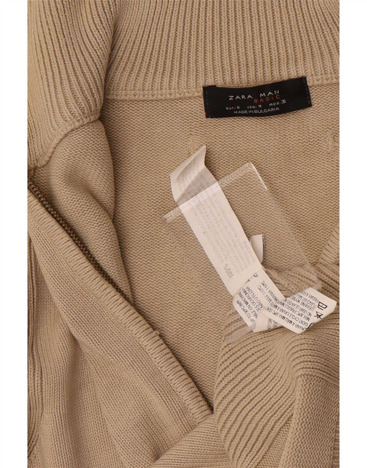 Мужской кардиган Zara, хлопковый свитер среднего бежевого цвета