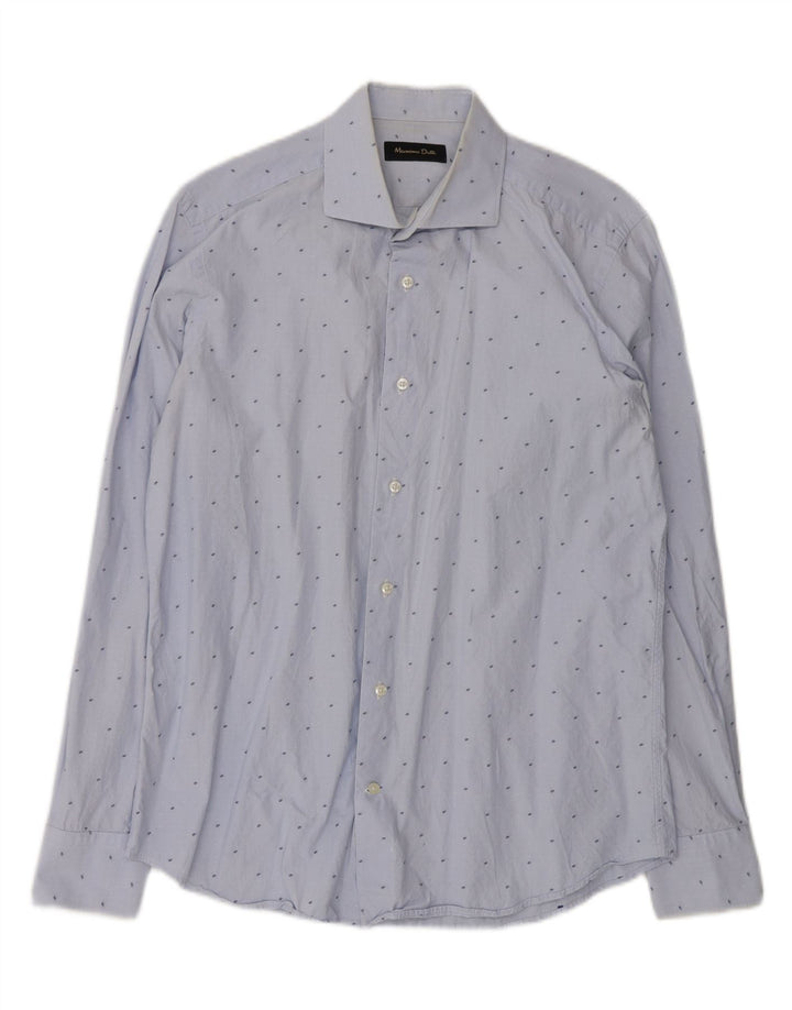 MASSIMO DUTTI Mens Shirt EU 40 15 3/4 Medium Blue Spotted Vintage Massimo Dutti and Second-Hand Massimo Dutti from Messina Hembry 