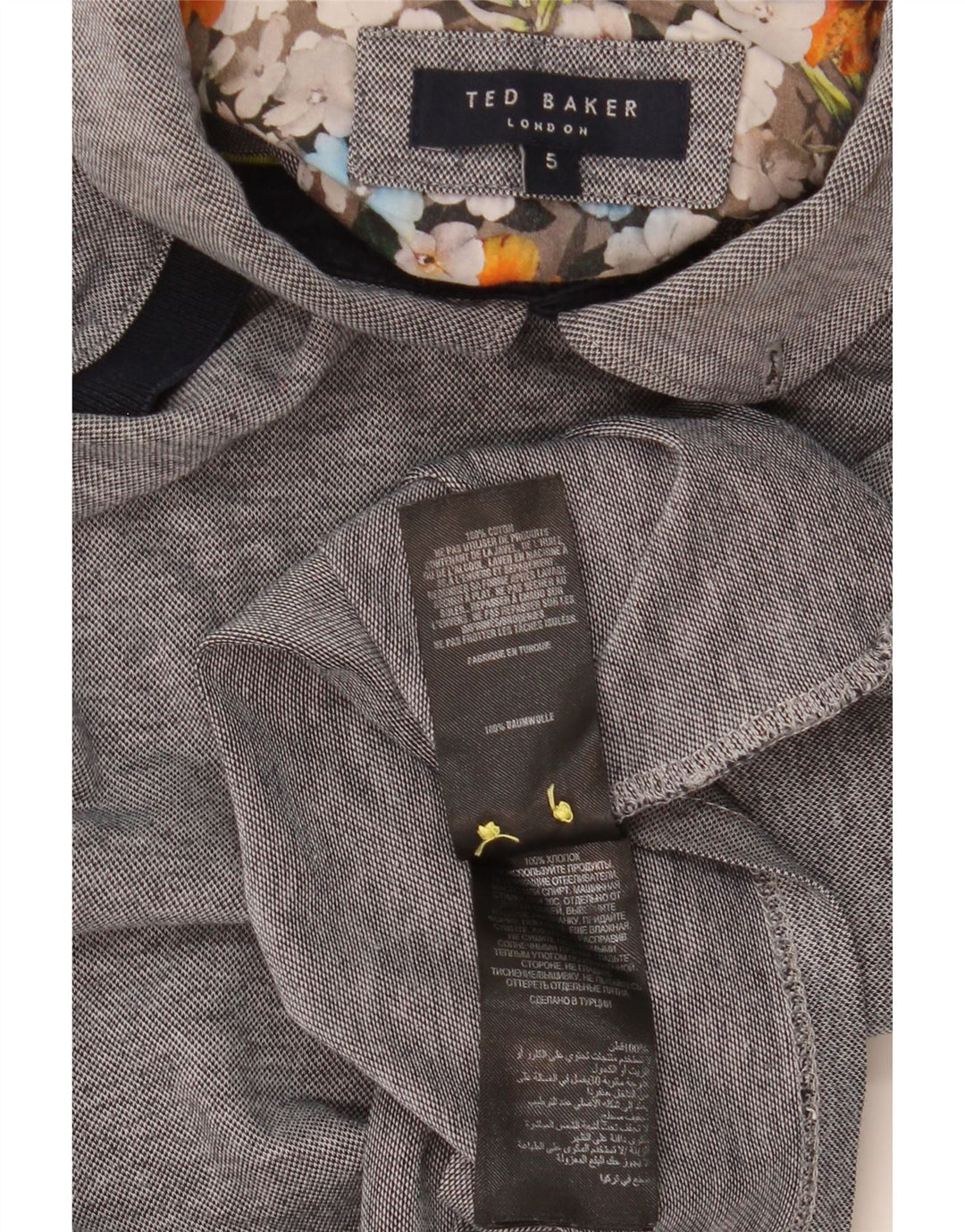 Мужская рубашка-поло TED BAKER, размер 5 XL, серая, хлопок