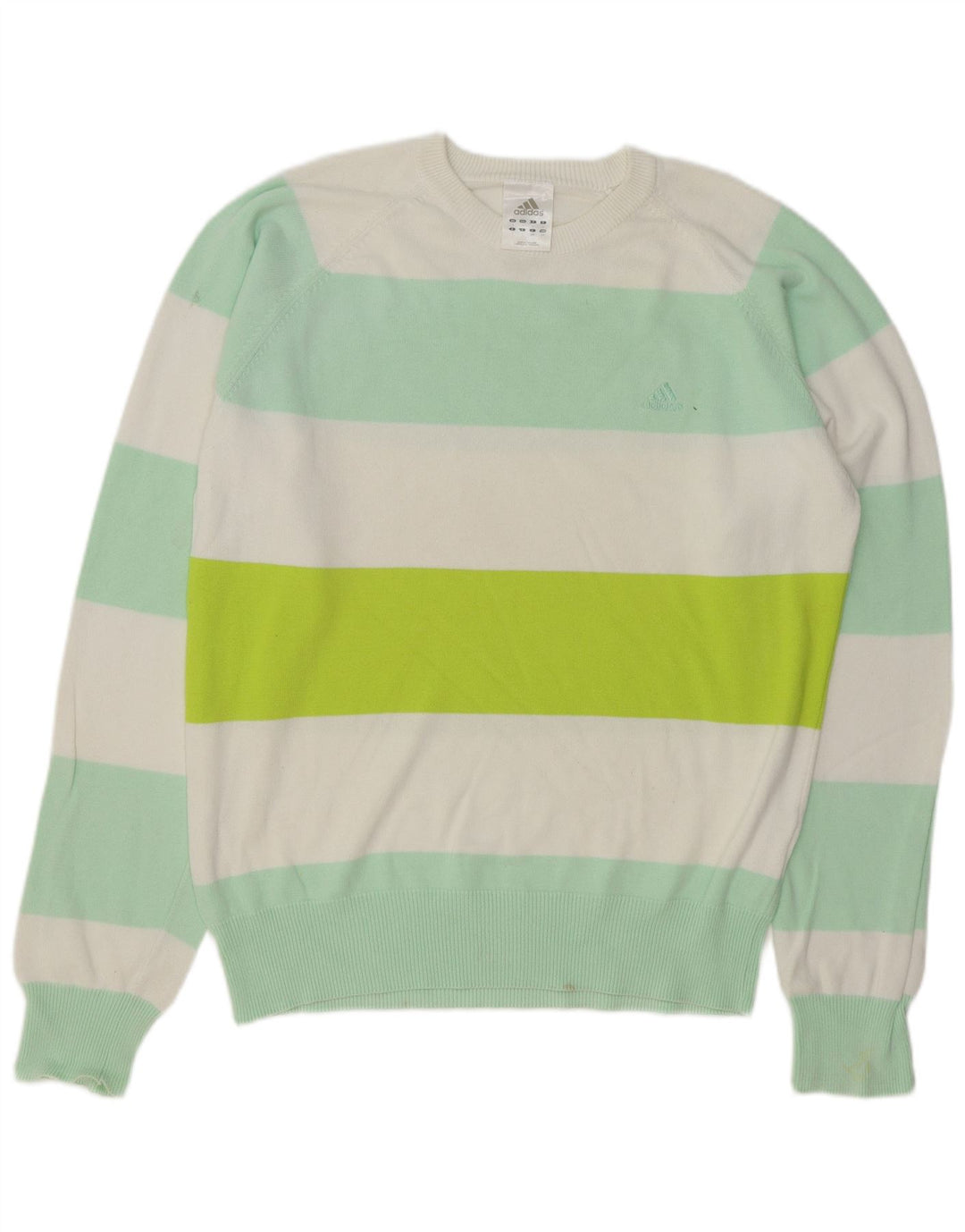 ADIDAS Mens Crew Neck Jumper Sweater Large Multicoloured Striped Cotton