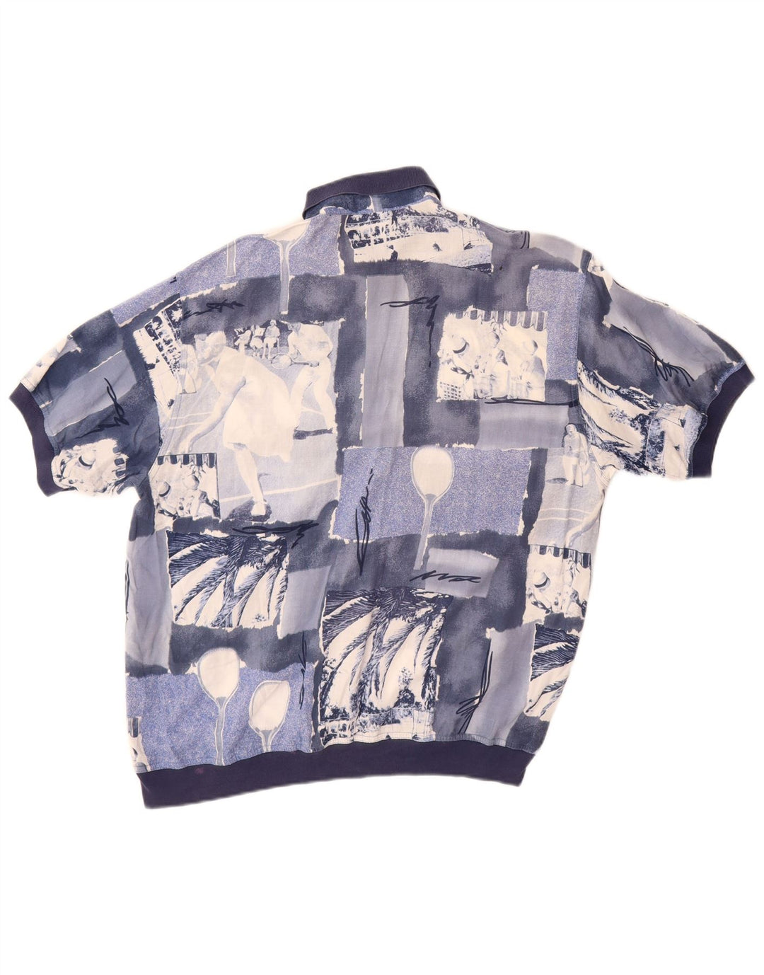 Мужской пуловер с коротким рукавом MANGO, большая синяя лоскутная рубашка