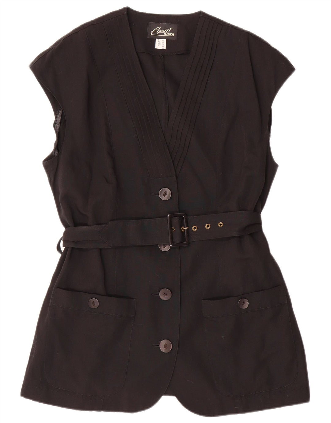 Женский пиджак без рукавов APART на 4 пуговицах, Великобритания 16, большой черный полиэстер