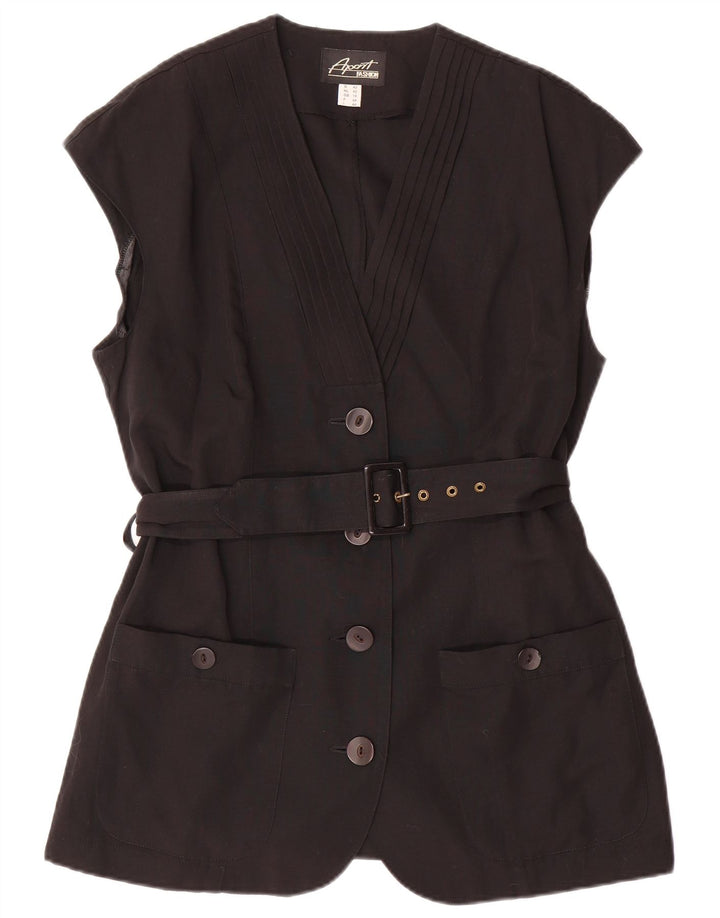 Женский пиджак без рукавов APART на 4 пуговицах, Великобритания 16, большой черный полиэстер