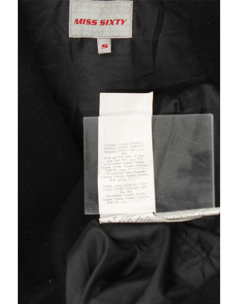 MISS SIXTY Womens Overcoat UK 10 Small Black Wool Vintage Miss Sixty and Second-Hand Miss Sixty from Messina Hembry 