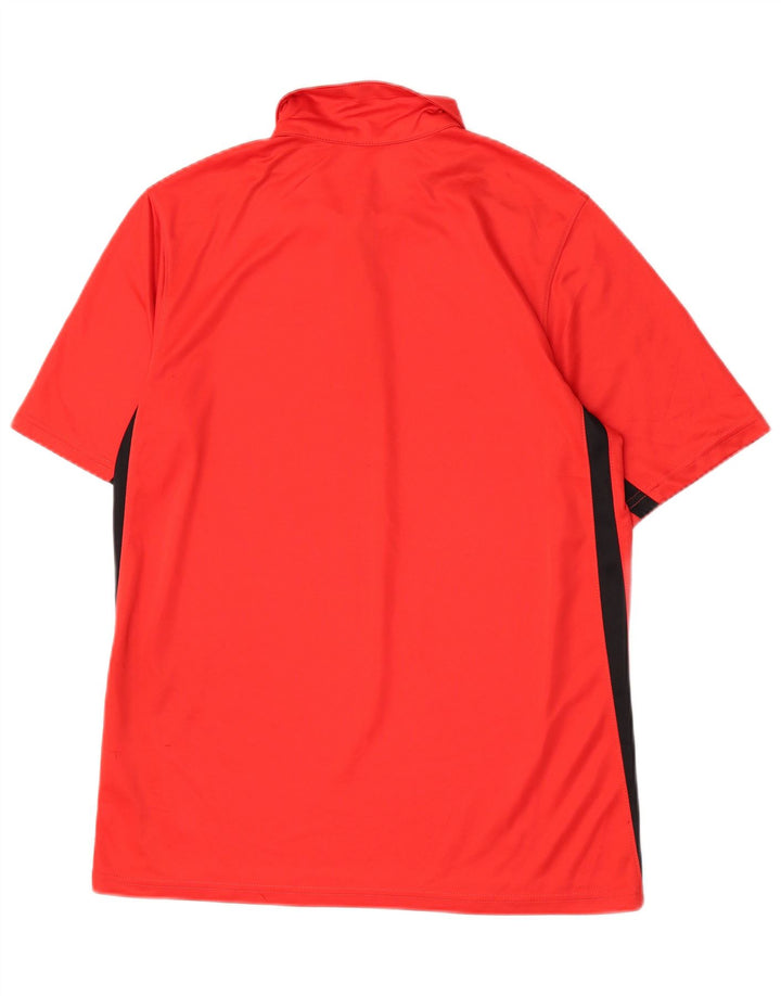 Мужская рубашка-поло Nike Dri Fit среднего красного цвета из полиэстера с цветными блоками