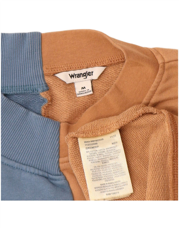 Мужской свитшот с рисунком Wrangler, хлопковый джемпер среднего синего цвета с цветными блоками