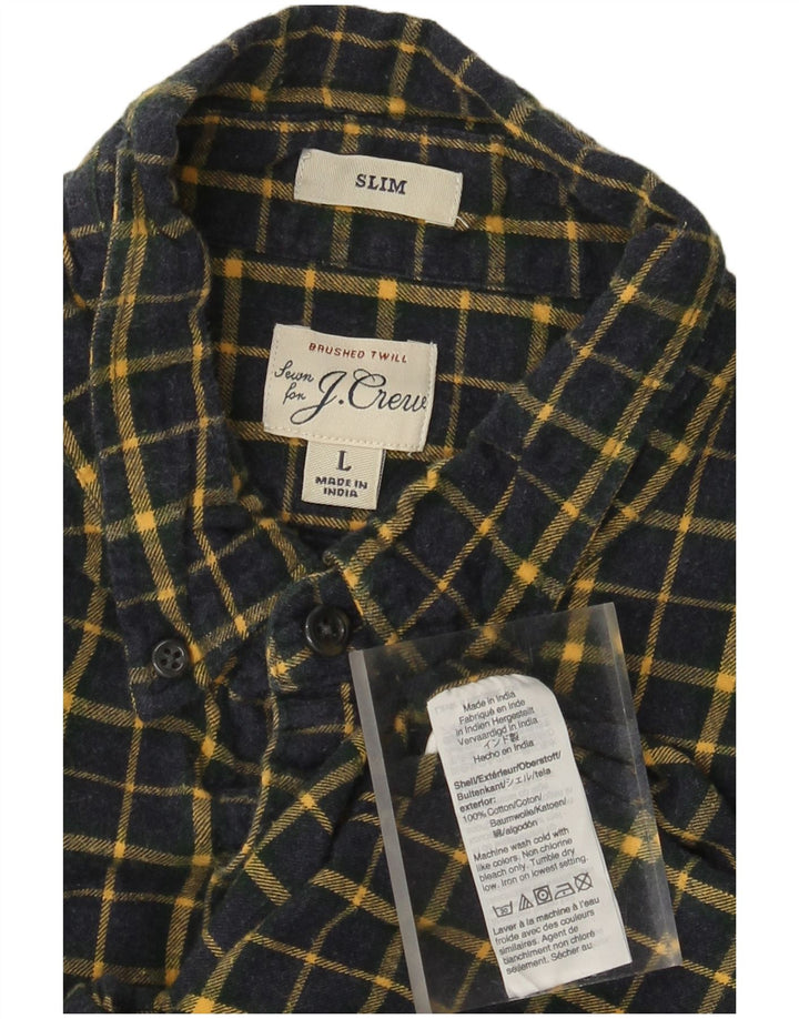 Мужская тонкая фланелевая рубашка J. CREW, большой размер, темно-синяя клетка, хлопок