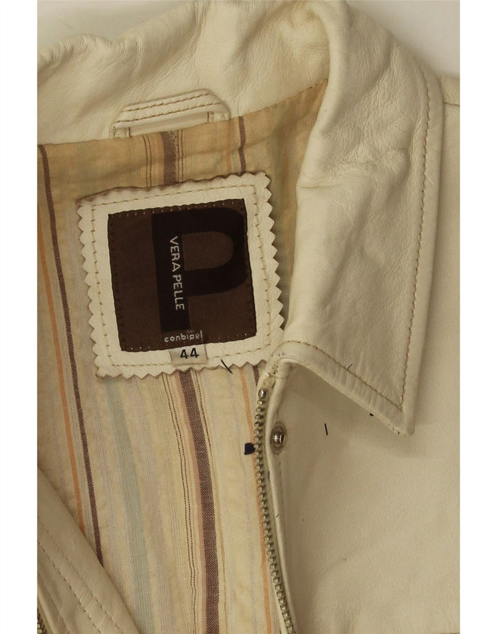 Женская укороченная кожаная куртка Conbipel IT 44 Medium White Leather