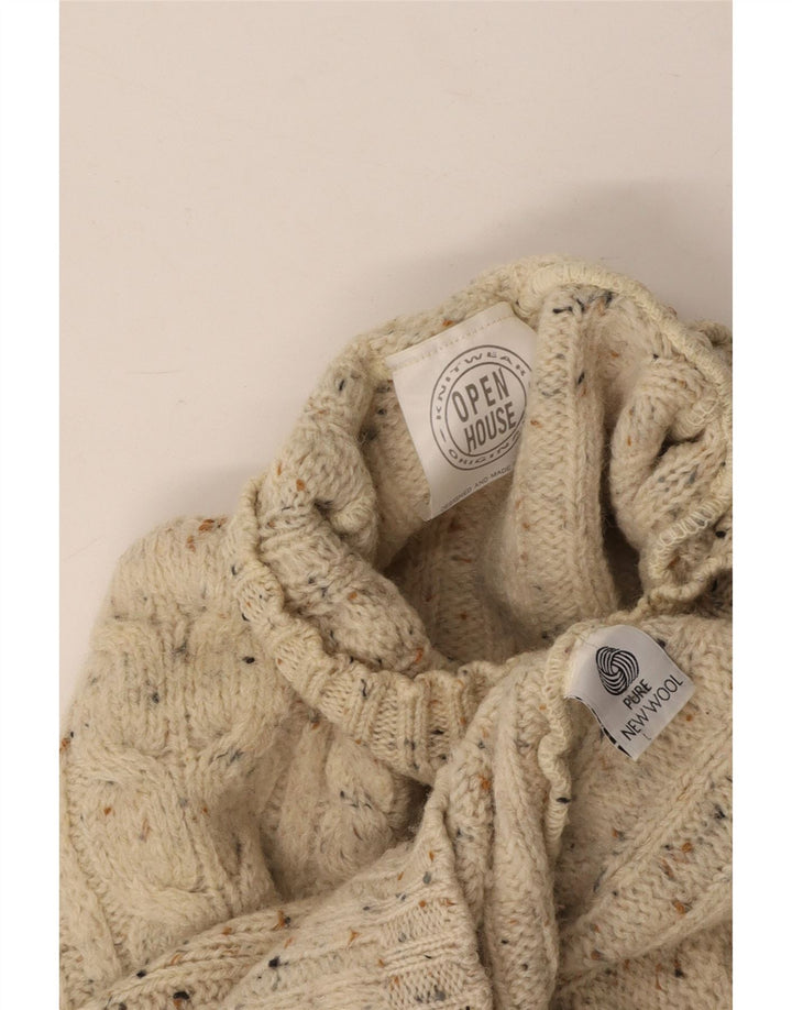 ВИНТАЖНЫЙ женский джемпер с высоким воротником, Великобритания, 18 XL, кремовый, в крапинку