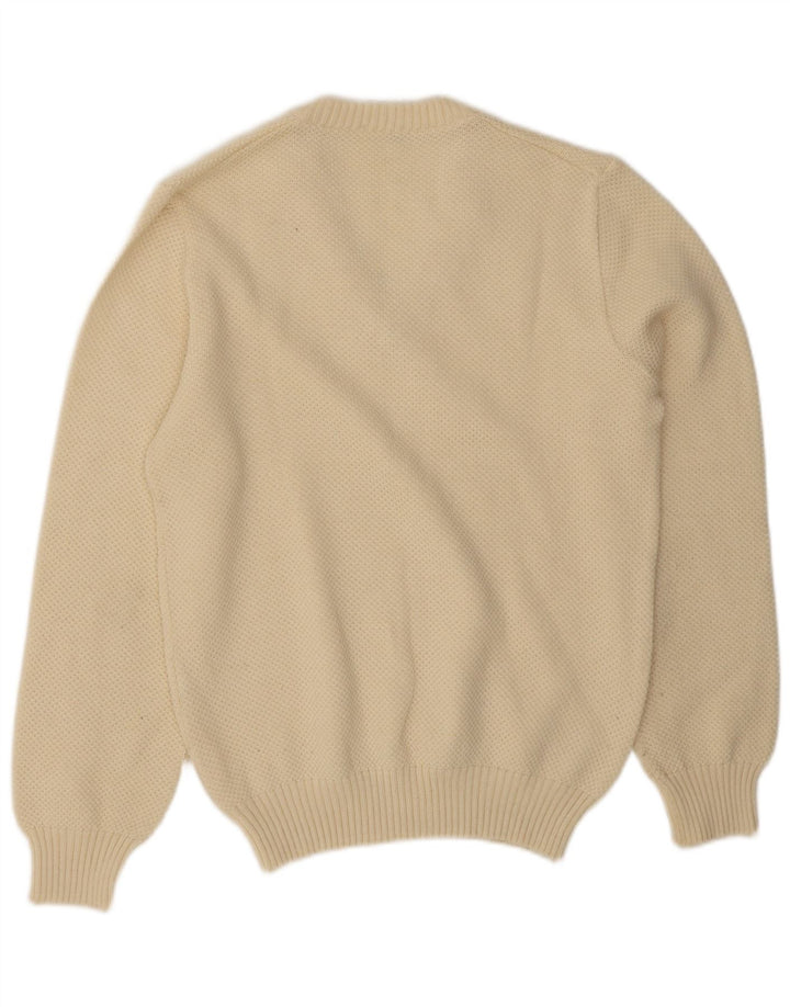 Винтажный мужской джемпер с v-образным вырезом IT 50 Medium Off White