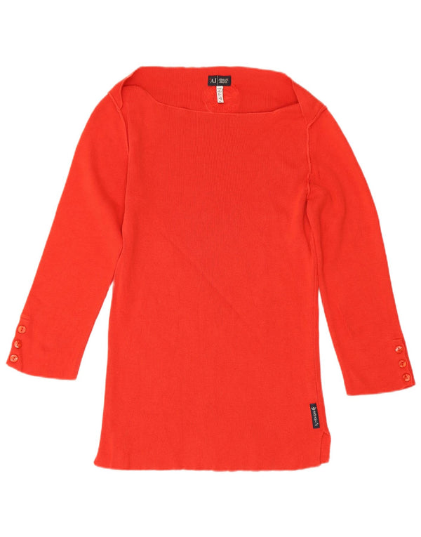 Женский топ Armani с рукавом 3/4 UK 12, средний красный хлопок, красный