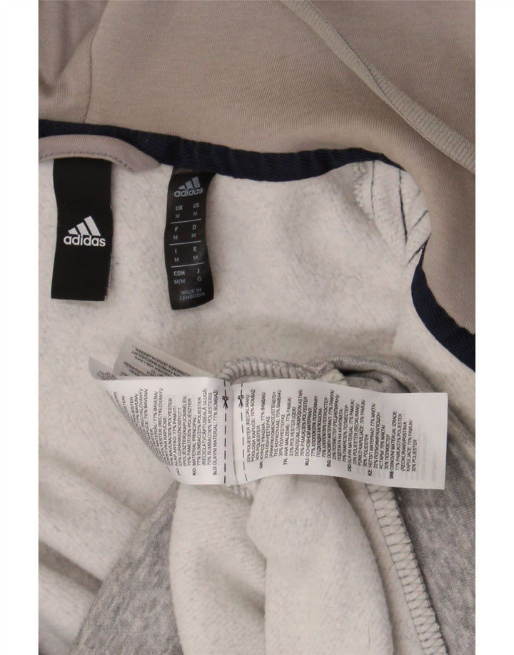 Мужской свитер с капюшоном на молнии Adidas среднего серого цвета, хлопок