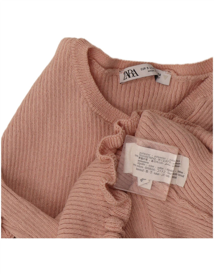 Женская укороченная блузка Zara UK 10, маленький розовый полиэстер