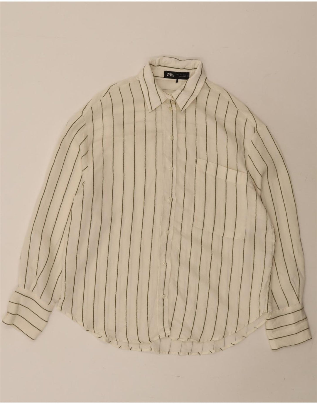 Женская рубашка оверсайз ZARA UK 10, маленькая модальная белая полоска