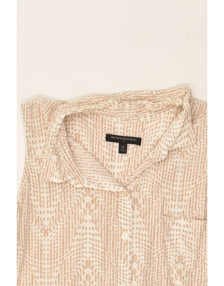 BANANA REPUBLIC Womens Sleeveless Shirt Blouse UK 12 Medium Beige Rayon | Vintage Banana Republic | Thrift | Second-Hand Banana Republic | Used Clothing | Messina Hembry 