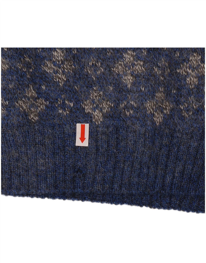 Мужской свитер с воротником поло Umberto Severi IT 52, большой синий с цветочным принтом