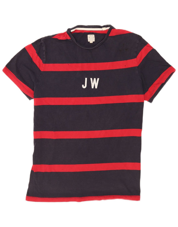 Мужская футболка с рисунком Jack Wills, хлопковая рубашка темно-синего цвета в полоску