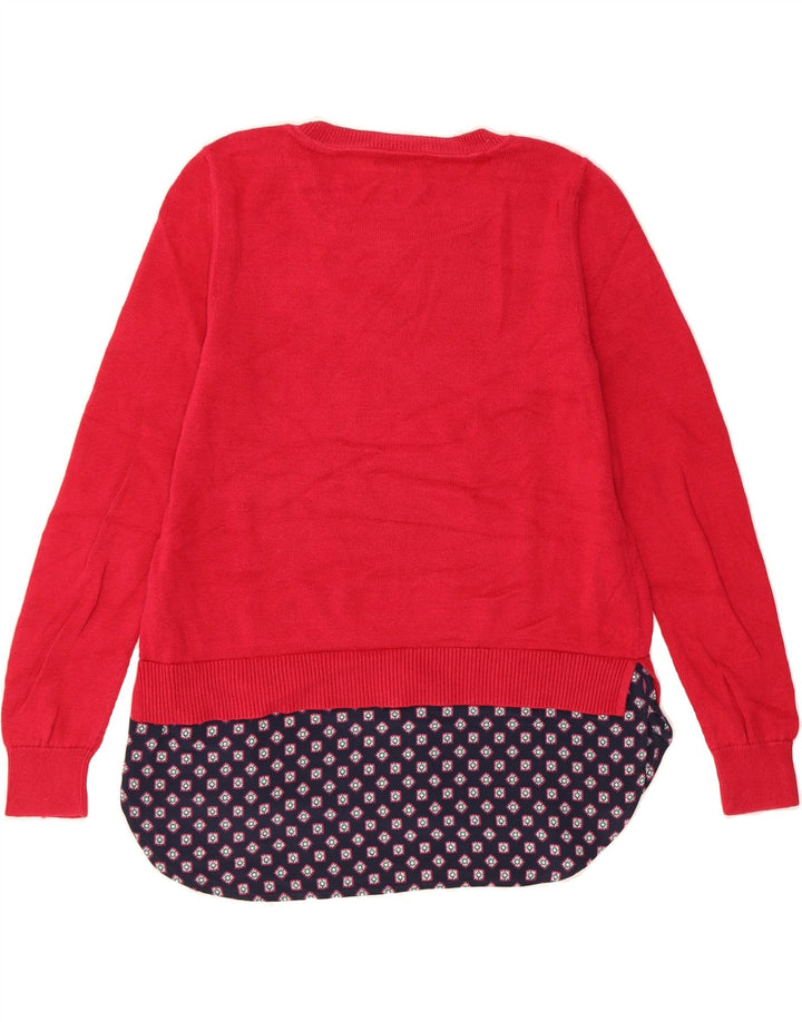 TOMMY HILFIGER Womens Boat Neck Jumper Sweater UK 12 Medium Red Vintage Tommy Hilfiger and Second-Hand Tommy Hilfiger from Messina Hembry 
