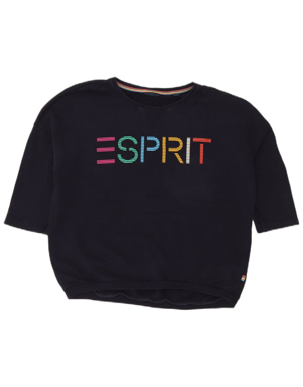 Женский свитер Esprit с коротким рукавом и графикой, Великобритания 18 XL, темно-синий