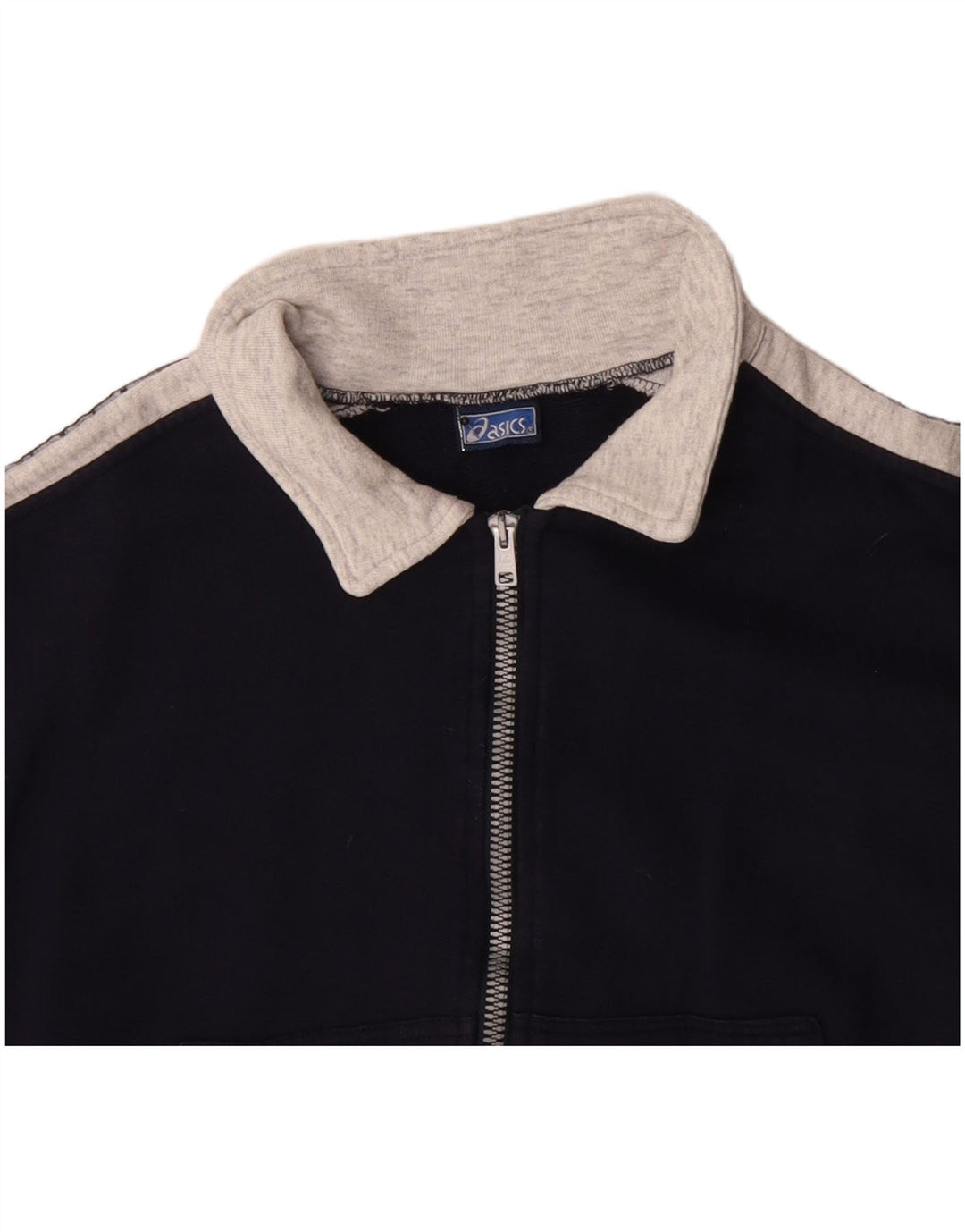 Женская спортивная куртка с графическим рисунком Asics UK 10, маленькая темно-синяя с цветными блоками