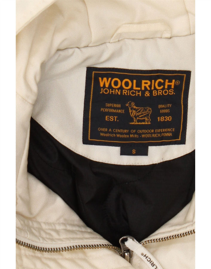 Женский бомбер Woolrich с капюшоном, Великобритания 10, маленький, белый, нейлоновый