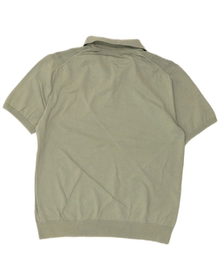 Мужской джемпер с короткими рукавами и воротником-поло Marks & Spencer, большой зеленый