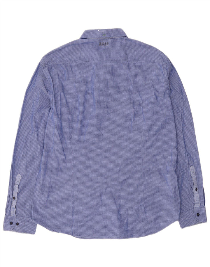 Мужская рубашка Hugo Boss XL из синего пятнистого хлопка