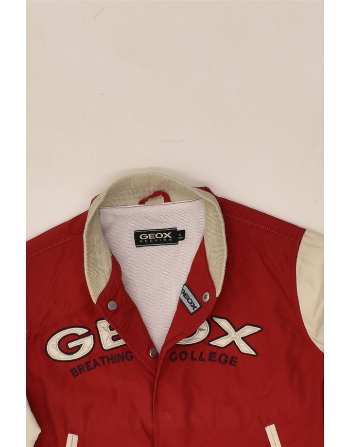 GEOX Boys Graphic Varsity Jacket 5-6 Years Red Colourblock Polyester | Vintage Geox | Thrift | Second-Hand Geox | Used Clothing | Messina Hembry 