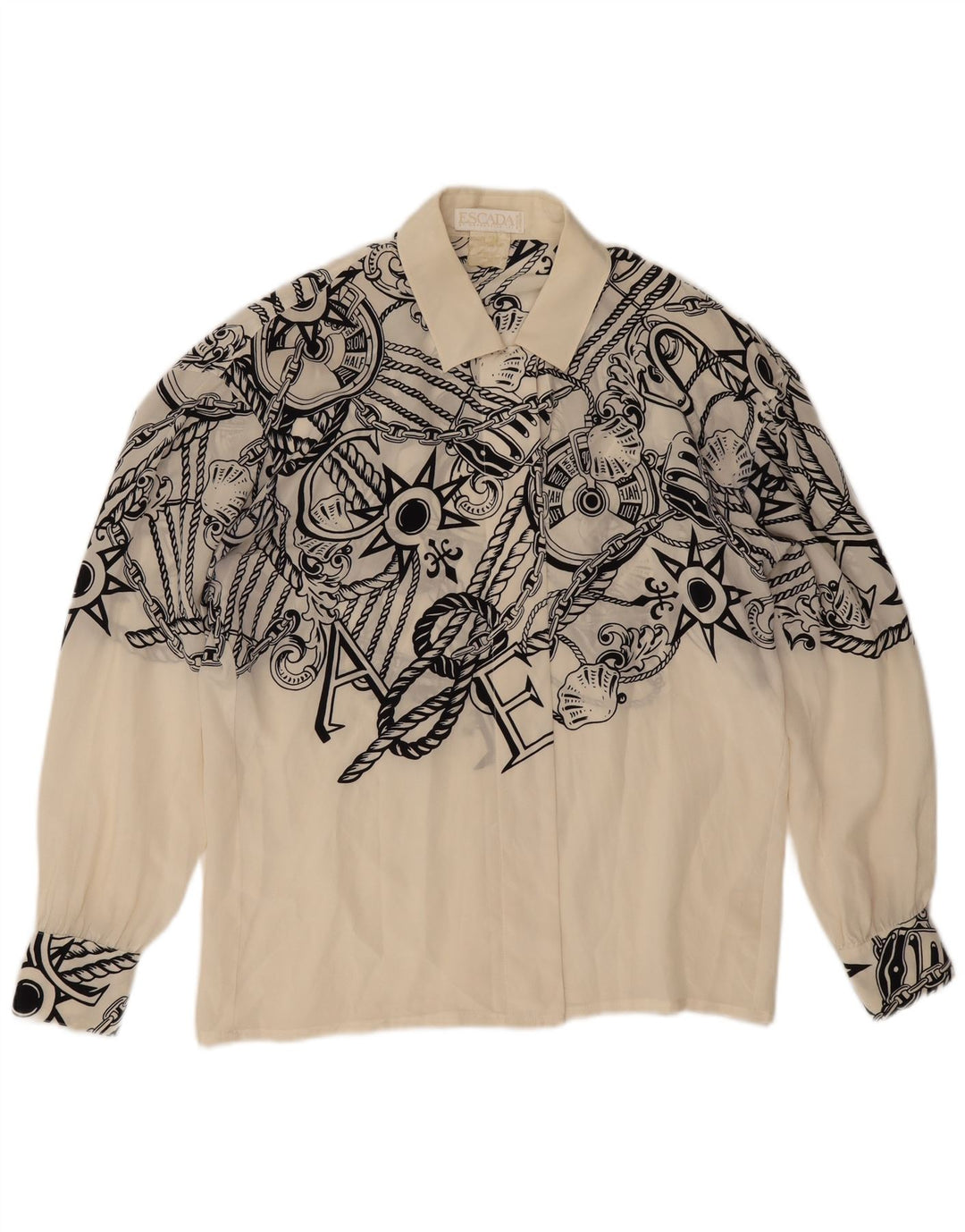 Женская блузка-рубашка с абстрактным узором Escada EU 40, средний цвет, белый