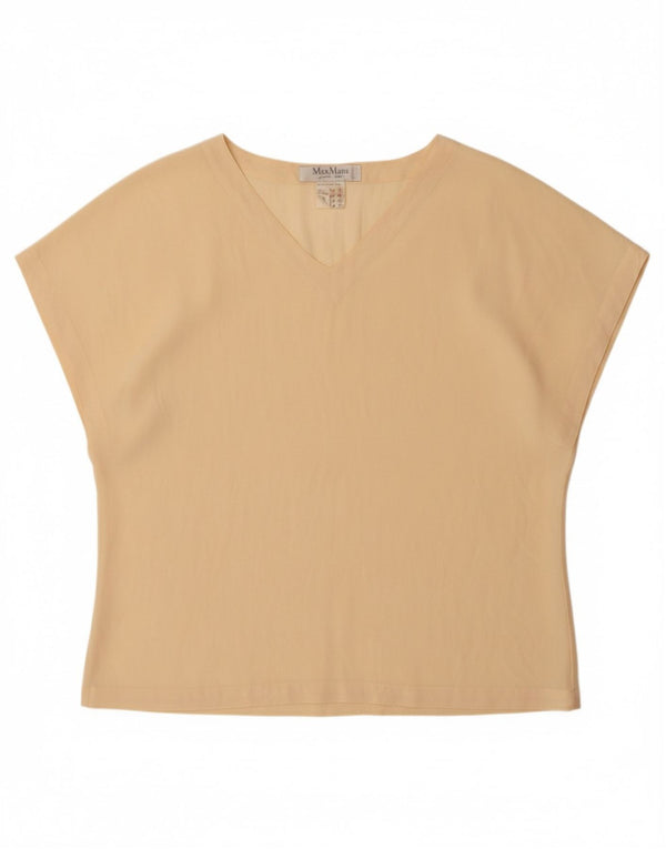 Женская футболка MAX MARA Top UK 14, большая, бежевая, шелковая