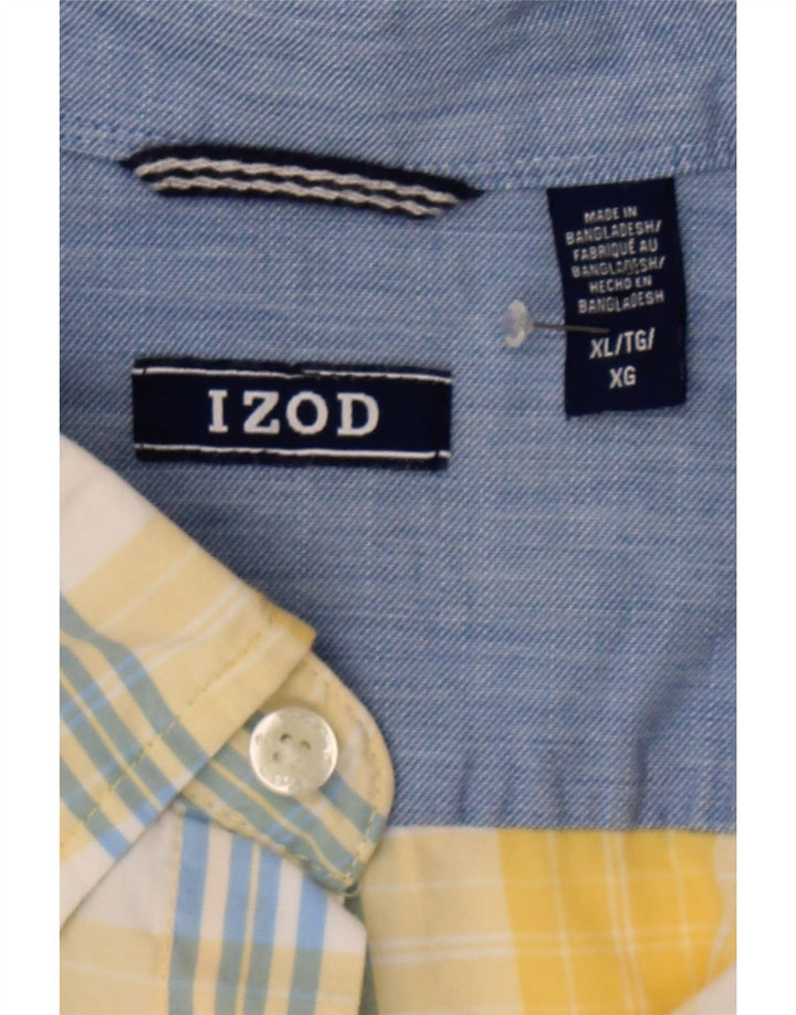 IZOD Mens Short Sleeve Shirt XL Yellow Check Cotton Vintage Izod and Second-Hand Izod from Messina Hembry 