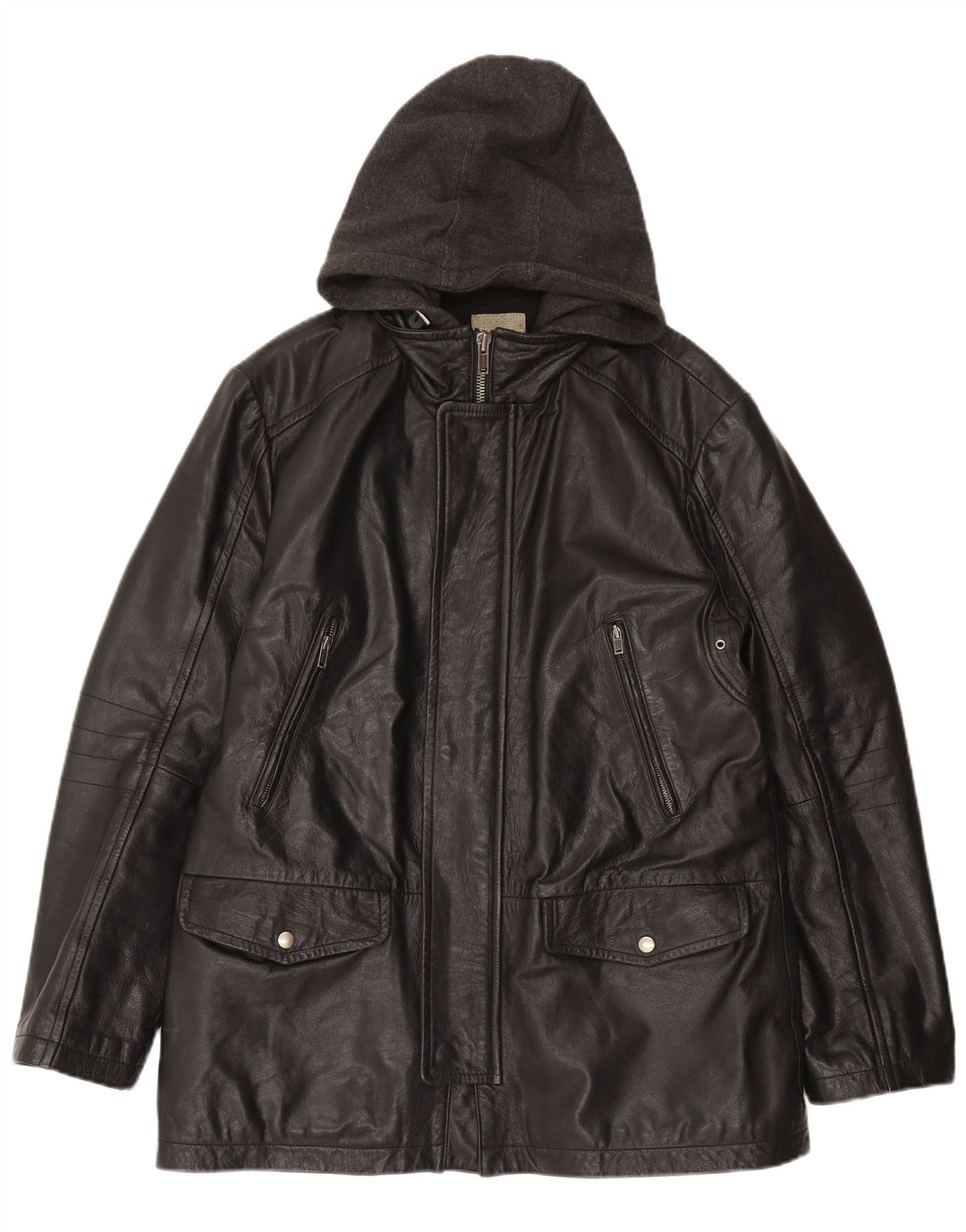 CONBIPEL Мужская кожаная куртка с капюшоном IT 52 XL Черная кожа