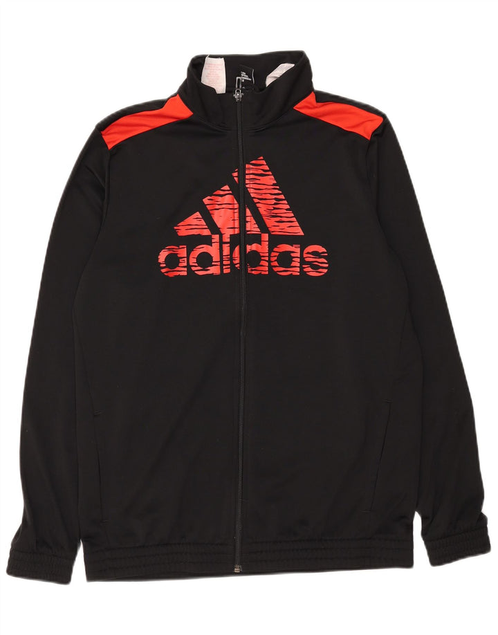 Спортивный костюм Adidas для девочек с графическим рисунком, верхняя куртка 15-16 лет, черный полиэстер
