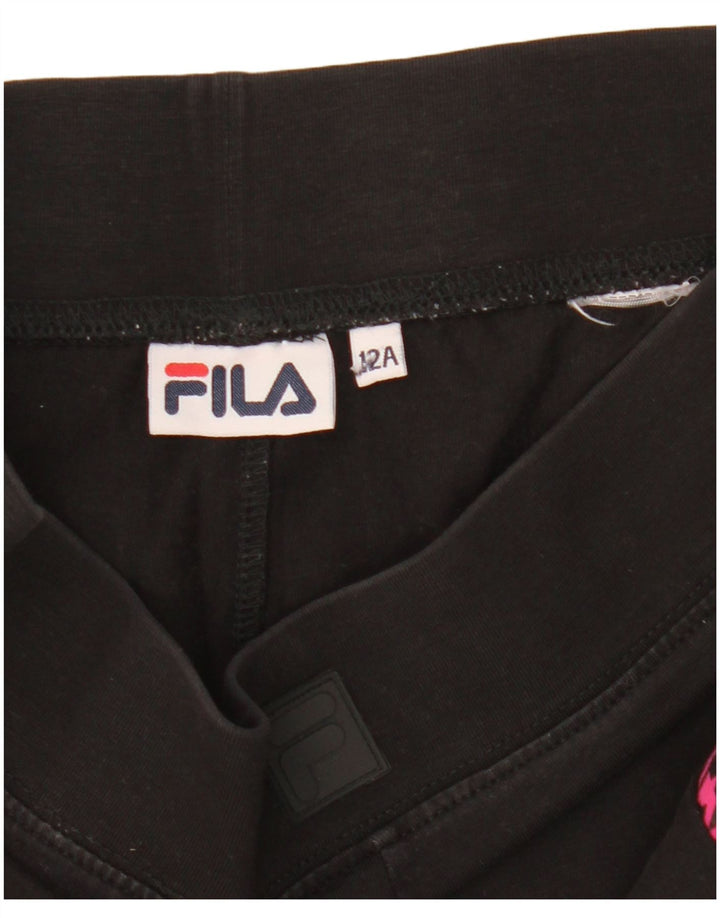 Леггинсы Fila для девочек 11-12 лет, черные с узором «гусиные лапки»